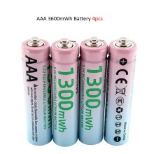 (AAA 1300mWh 4PCS) Baterías recargables de litio AA de 1,5 V y AAA de 1300mWh con cargador rápido in