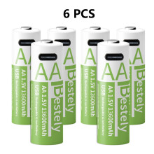 (6 unidades) Pilas recargables AA de larga duración de 13600 mAh, gran capacidad, de iones de litio,