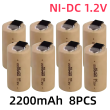 (8 baterías) Batería recargable Sub C Ni-CD de 1,2 V y 2200 mAh, batería Sub C de polo plano para re