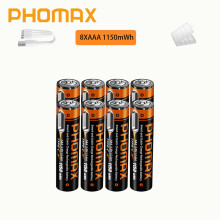 (8 pilas AAA, 1,5 V) Pilas recargables de iones de litio AAA y AA USB de 3400 mWh y 1,5 V (pilas AA