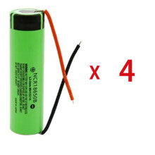 (4PCS)18650 battery 3.7v 3400mah ncr18650b rechargeable lithium battery 18650 battery+18650 DIY cable