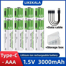 (8PCS-AAA,1.5V)Lithium-Ion Battery Type-C Rechargeable High-Capacity Battery AA&AAA Battery For remote control, mouse, electric toys