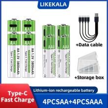 (4PCS-AA.4PCS-AAA,1.5V)Lithium-Ion Battery Type-C Rechargeable High-Capacity Battery AA&AAA Battery For remote control, mouse, electric toys