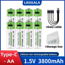 (8 pilas AA, 1,5 V) Pilas de iones de litio recargables tipo C de alta capacidad (8 pilas AA y AAA)