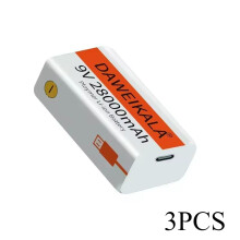 (3PCS)9V battery 28000mAh li-ion Rechargeable battery Type-C Battery 9v for Multimeter Microphone Toy Remote Control KTV use