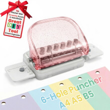 Spiral Binding Machine with 6 Hole Punch, DIY Book Binder for A4 A5 Paper, Compact Home and Office Use
