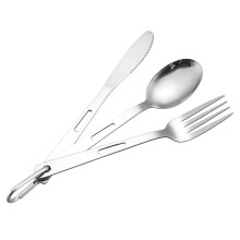 Titanium Camping Cutlery Set 3Piece Ultralight Foldable Knife Fork Spoon Rustproof for Hiking Backpacking