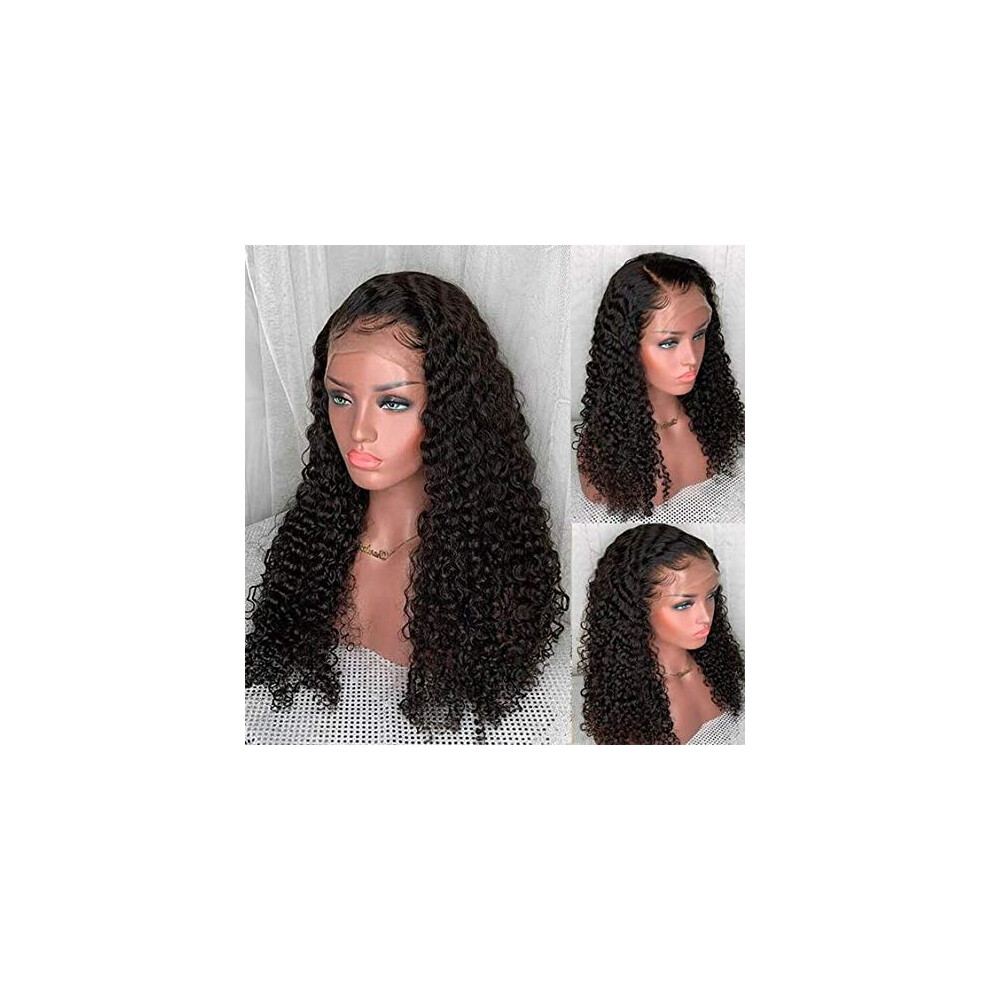 20 Inch Water Wave Lace Front Wig Brazilian Human Hair Pre Plucked Hairline Glueless 130% Density