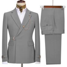 (silbergrau, 3XL) Herrenanzug, Smoking, 2-teilig, Slim Fit, formeller Businessanzug, Hochzeitsanzug, Smoking für Bräutigam und Abschlussball