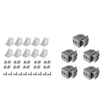50Pcs Aluminum Profile Connector Set with Corner Bracket 2020 Series and 5Pcs Zinc Alloy Pivot Joint Silver