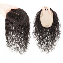12 Inch Black Silk Base Human Hair Topper for Women with Thinning Hair, Natural Scalp Look
