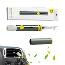 Retractable Car Vent Cleaning Brush with Soft Bristles and Safety Hammer, Dark Green Detailing Tool