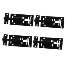 4 Pack Black Stainless Steel Door Latch Bolt Set, Heavy Duty Gate Lock, Easy Install Security Design
