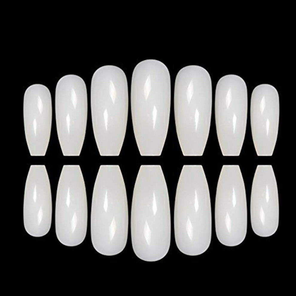 500pcs Coffin Ballerina Nail Tips Long Full Cover Natural Color Acrylic False Nails for Salon Use