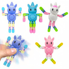 4 Pack Unicorn Transformable Fidget Spinners for Kids Boys Girls Dual Play Modes Collectible Design