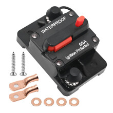 60A 24V Manual Reset Circuit Breaker Waterproof Metal Housing for Car Boat RV Truck Battery