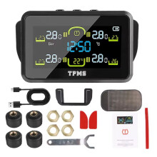 Mit 4 Externen Sensoren Solar TPMS T14-1 Reifendruckkontrollsystem Auto Reifendruckkontrolle Temperaturwarnung