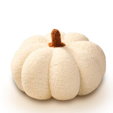Halloween Throw Pillow White 3D Pumpkin Shape Plush Cushion 14 Inch Sofa Decor