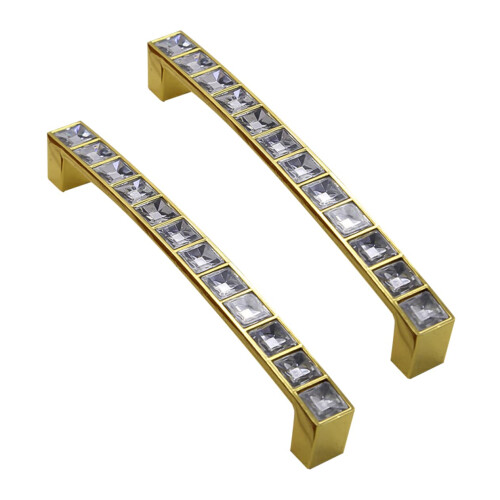 Gold Cabinet Handles Crystal Drawer Pulls UShaped Knobs with Screws for Modern Wardrobe Decor