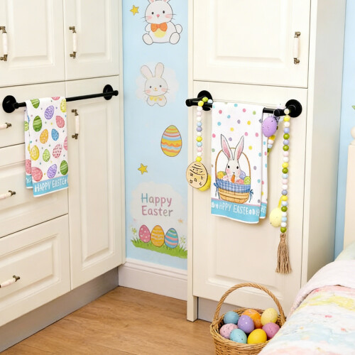 2 Pack Easter Large Microfiber Cleaning Towels with Bunnies-1 2