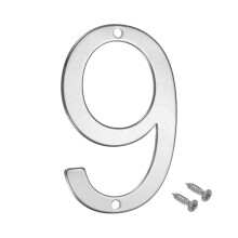 Modern Stainless Steel House Number 9, 3 Inch Silver Finish, Weatherproof Wall Mount for Home Entrance