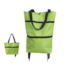 Folding Shopping Cart with Smooth Rolling Wheels, Lightweight Large Capacity Green Grocery Trolley