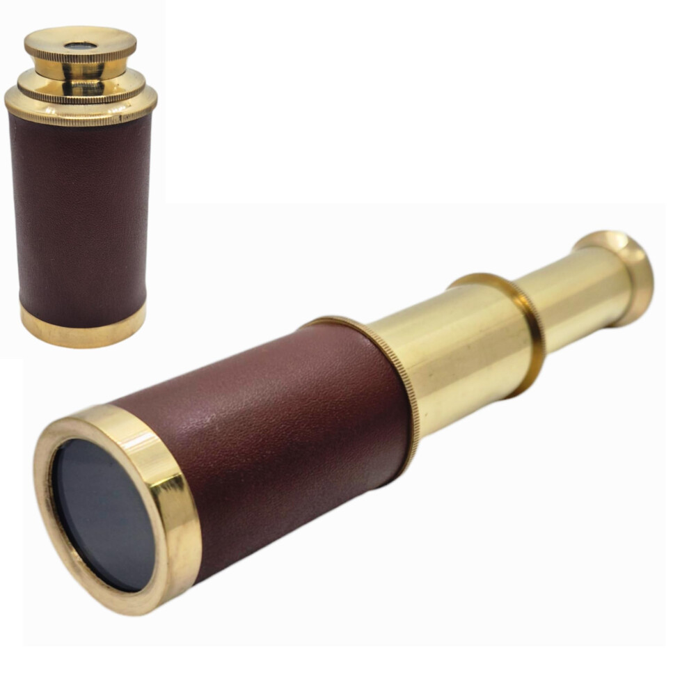 6 Inch Brass Pirate Telescope Collapsible Spyglass Monocular Vintage Nautical Style For Travel 9771547063063