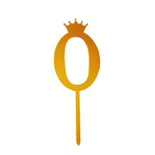 Gold Acrylic Number 0 Crown Cake Topper with Gold Crown Accent, Elegant Birthday and Wedding Decoration