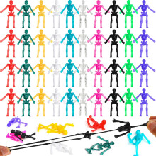 50 Pack Stretchy Skeleton Toys for Kids, Halloween Party Favors with Vibrant Colors and Elastic Design