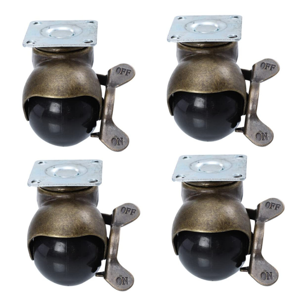 4Pcs Heavy Duty Swivel Caster Wheels With Brake, 360 Rotation AntiâScratch Universal Furniture Casters In Antique Bronze Finish 9351714691314