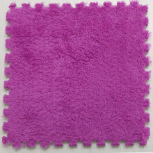 10pcs Plush Foam Puzzle Mat with Border, Soft Interlocking Carpet Tiles for Living Room Bedroom, Purple 30x30cm