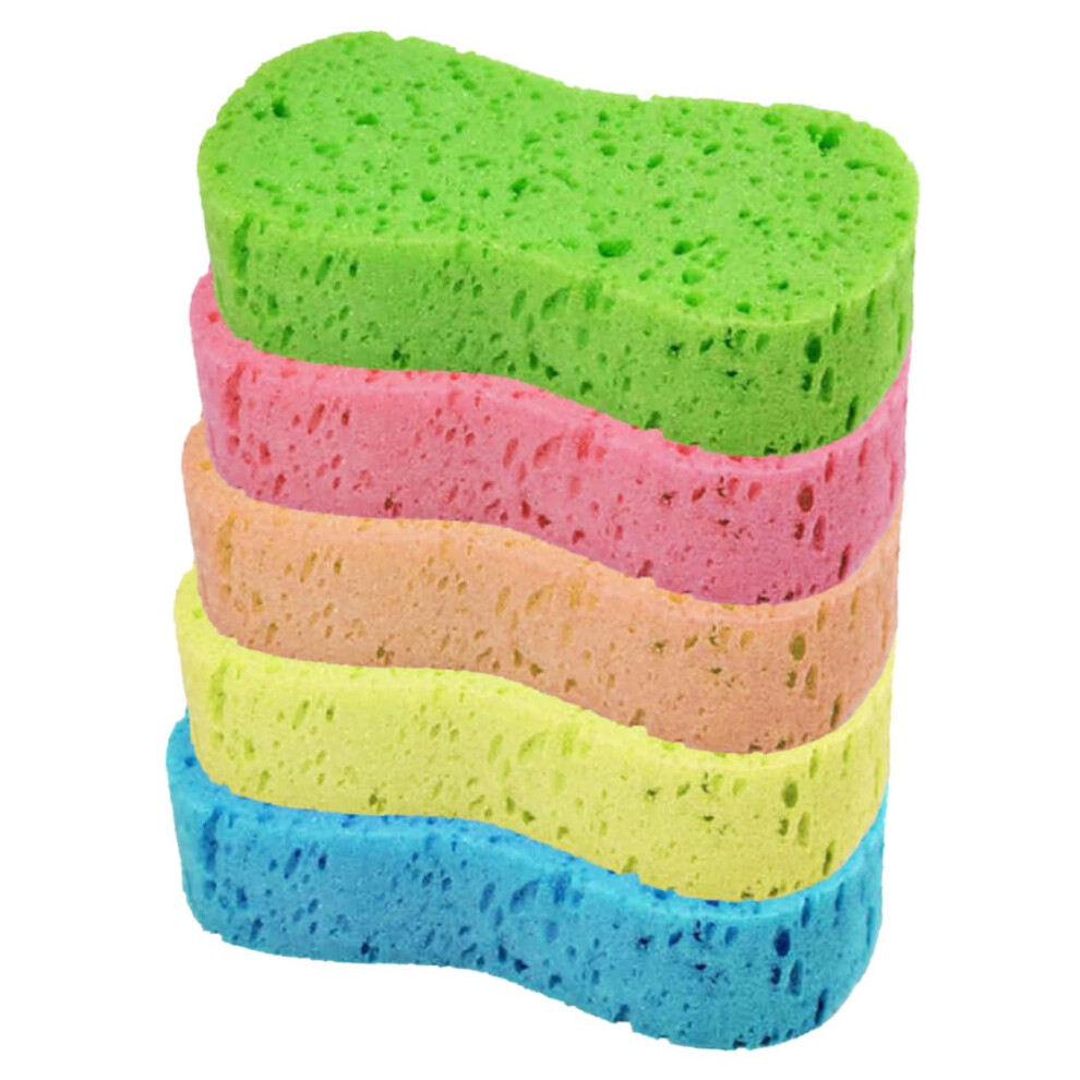 5 Pcs Bone Shaped Microfiber Car Wash Sponge Set Density Nonscratch Reusable Cleaning Sponges 9351714691758