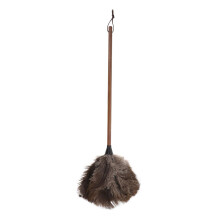 Ostrich Feather Duster with Walnut Wooden Handle, Telescopic Long Brush for Gentle Home Cleaning