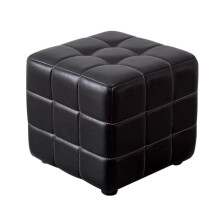 Modern Black PU Leather Footstool Ottoman 40x40x40cm Soft Cushioned Comfort for Living Room Sofa