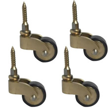 Brass Furniture Casters Set of 4 Antique Finish Heavy Duty 360 Swivel Rubber Wheels Easy Install