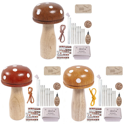 Ensemble de reprisage de champignons en bois sans danger-brun 1