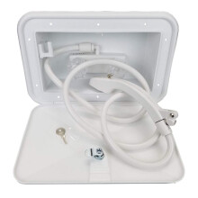 Lockable White RV Exterior Shower Kit with Handle for Camper Outdoor Use
