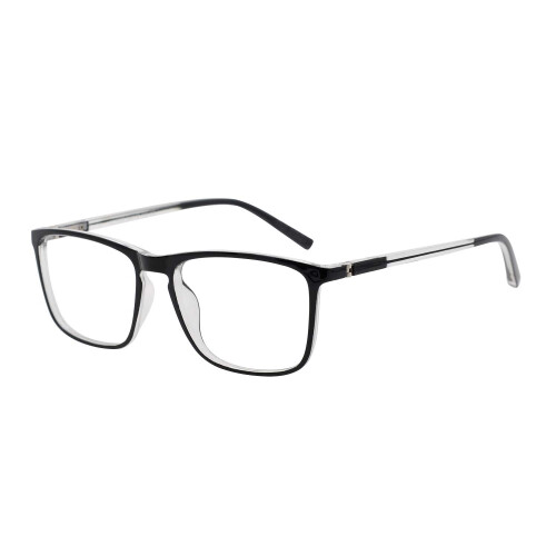 Reading Glasses for Men 1.0x Rectangle Black‑Transparent Frame, Durable Spring Hinge