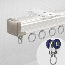 Ceiling Curtain Track System White Aluminum 100cm500cm Durable Smooth Sliding for Living Room Bedroom