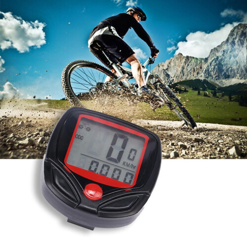 1x LCD digital vandtæt cykelcomputer speedometer med kabel 2