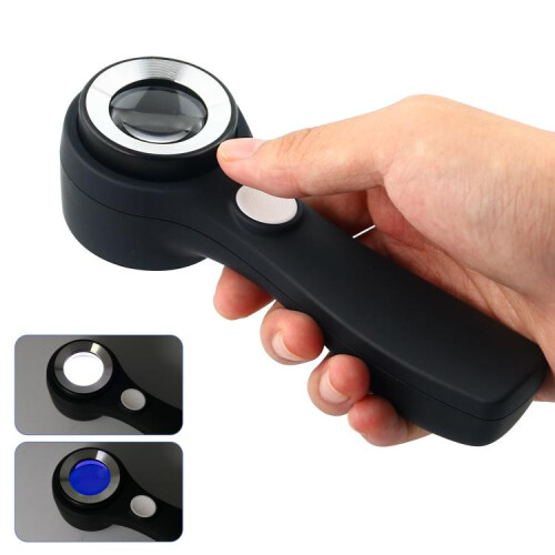 Alloy Handheld 60x USB Charging Touch Switch LED Light Optical Glass Magnifier(Black) 2