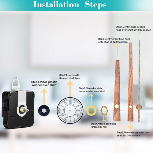 Silent Clock Movement Replacement Kit with Natural Wood Hands, Quartz DIY Wall Clock 2