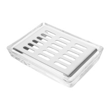 Glass Soap Dish Holder Transparent Double Layer Self Draining Tray for Bathroom Shower Kitchen Sink