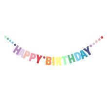 Rainbow Happy Birthday Banner Prestrung Easy Hanging Vibrant Colors Indoor Outdoor Party Decor