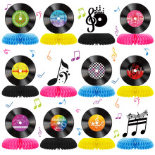 12 Pcs Vinyl Record Centerpieces for Retro Music Party Decorations, 50s 80s 90s Rock and Roll Table Décor