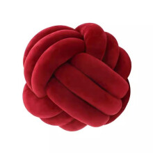 Burgundy Knot Ball Pillow 22cm Handmade Decorative Throw Cushion for Sofa Bed and Living Room
