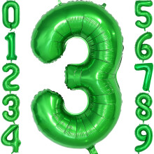 40 Inch Dark Green Number 3 Balloon, Jumbo Mylar Foil Helium Birthday Decoration for Party