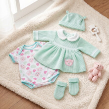 BiBi Doll 20" Baby Doll Clothes Reborn Outfit Mint Bear Dress & Hat Accessories Set