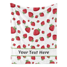 Strawberry Blanket 30x40 Ultra Soft Micro Flannel Throw with Custom Name for Kids Bedroom or Couch