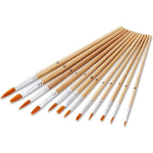 12 Pack Artist Paint Brushes Set with Ergonomic Wood Handles for Watercolor Acrylic and Oil Painting